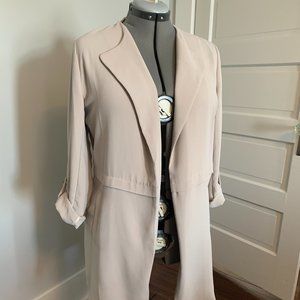 Philosophy Draped Open Front Trench Duster Lighweight Jacket Cardigan, Off White